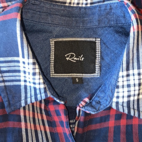 Rails Dolman Sleeve Plaid Button Down Shirt Top - Picture 6 of 7